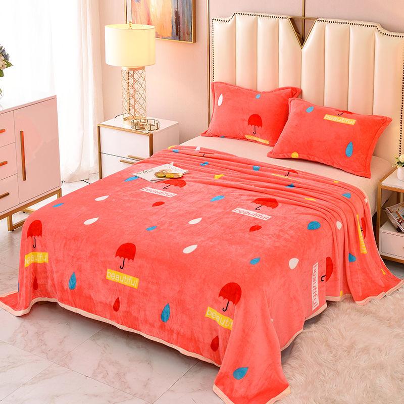 Winter Soft and Warm Printing Coral Fleece Blanket Bed Office Travel Sofa Camper Car Cover Blanket Double-sided Plus Fleece Blanket