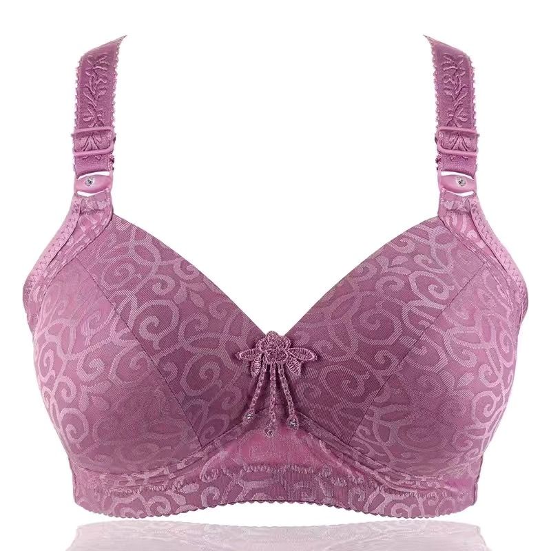 Obesity Plus Size Cup Bra Middle-aged and Elderly Mothers No Steel Ring Thin No Traces Gather Comfortable Women's Underwear