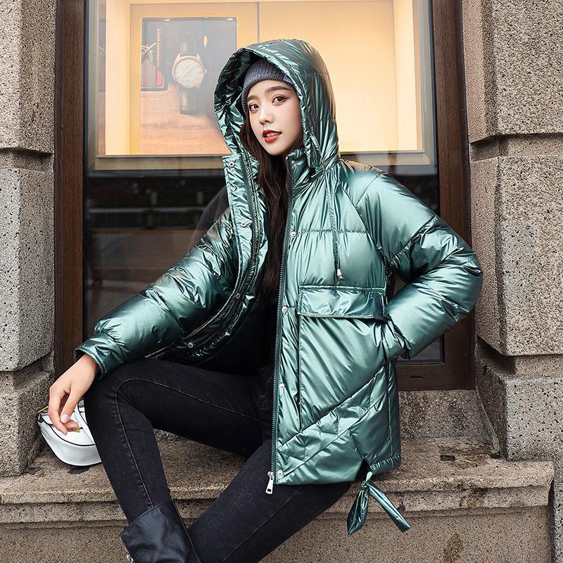 Winter Fashion Women's Cotton-padded Jacket Outdoor Thick Warmth Down Padded Jacket Loose and Short Shiny Zipper Jacket Women Winter Clothes