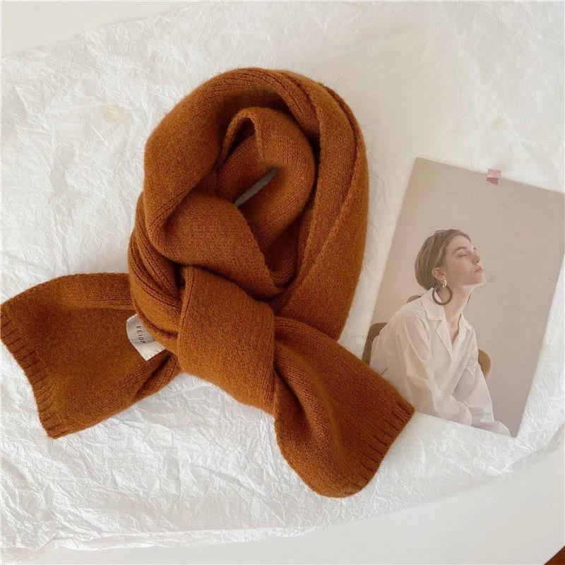 Scarf Female Winter Korean Fashion Solid Color Woven Scarf Thick Warm Wool Couple Scarf Shawl