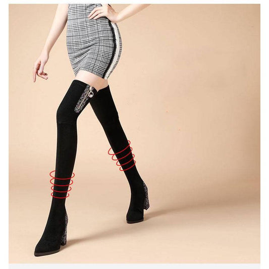 Over-the-knee Boots Women Were Thin Elastic Boots Autumn and Winter High-heeled Boots