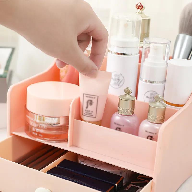 Plastic Desktop Sundries Storage Makeup Organizer Cosmetic Makeup Brush Storage Case Home Office Bathroom Storage Box