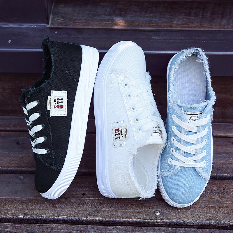 Canvas Shoes for Girls Sneakers Classics Breathable Shoes Women Non-slip Denim Shoe Tennis Comfortable Lace Up Female Women Shoes