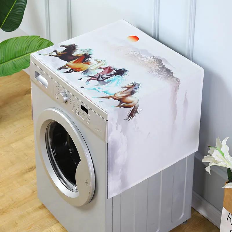 Washing Machine with Side Pocket Dust Cover Refrigerator Universal Cover Microwave Cover Dust Cover Flannelette Breathable Cover Towel Sundry Storage