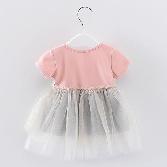 0-5Y Summer Princess Infant Baby Girls Dress Long Sleeve Lace Patchwork Back Bowknot Tutu Dress