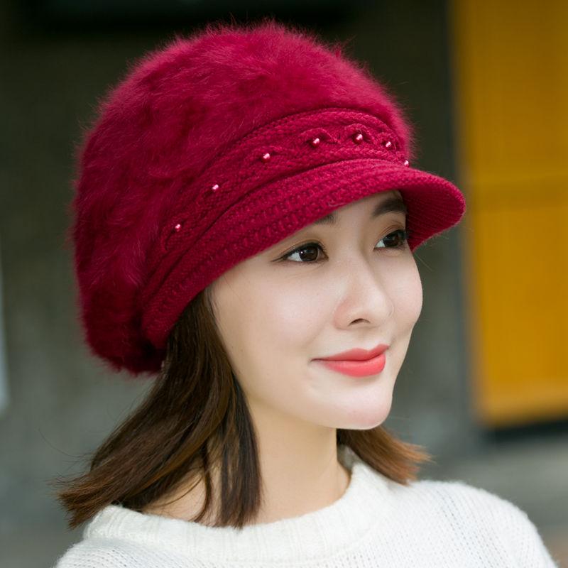 Autumn winter Warm hat Thick hat Fashion Woman hat Plush Cotton hat Trendy wild hat Windproof hat