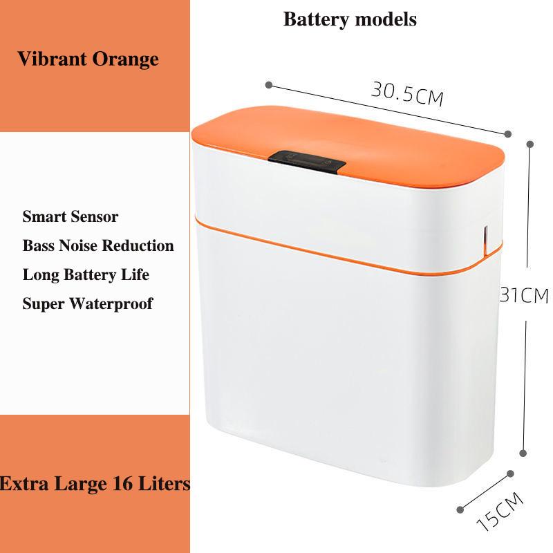 16L Smart Trash Can for Household Bedroom Fully Automatic with Lid Bathroom Deodorant Bedroom Living Room Cracked Trash Can