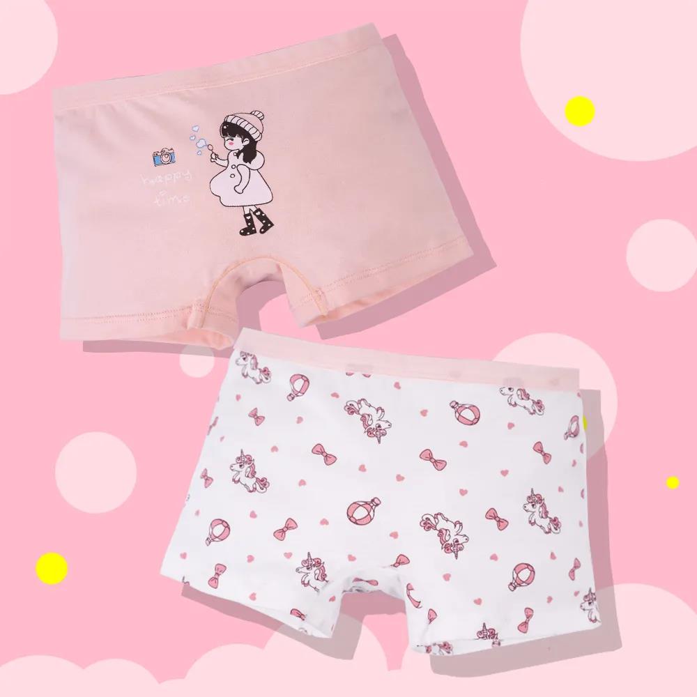 2pcs Girls Cartoon Briefs Female Child Modal Underwear Printing Panties Kids Brief Panties Underpants Size