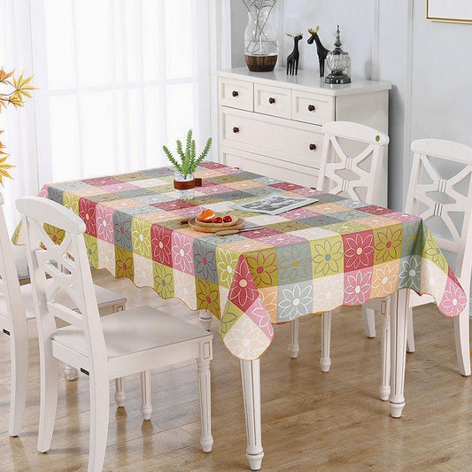 PEVA Disposable Oil-proof Waterproof and Easy-to-wipe Coffee Table Tablecloth Square Rectangular Tablecloth European Pastoral Style