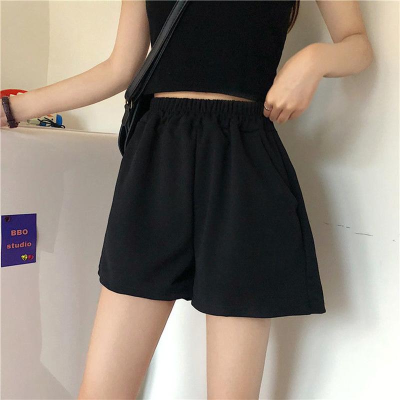 Casual Shorts Women's Elastic Waist Loose Straight Shorts Are Thin and Versatile High Waist Wide-leg Shorts Casual Sports Shorts Women