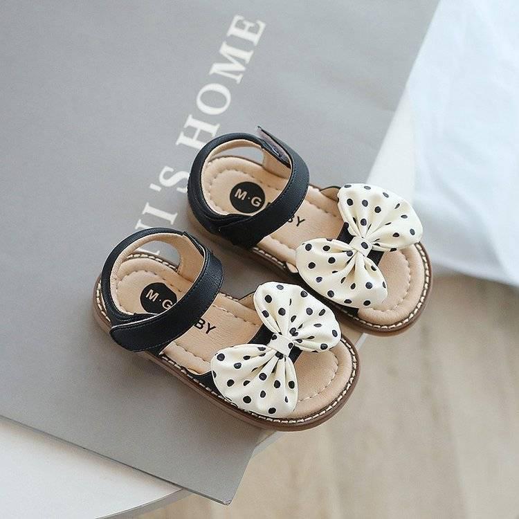 Girls Sandals Summer Open-toed Children's Soft Bottom Children's Beach Shoes Bow Princess Shoes Non-slip