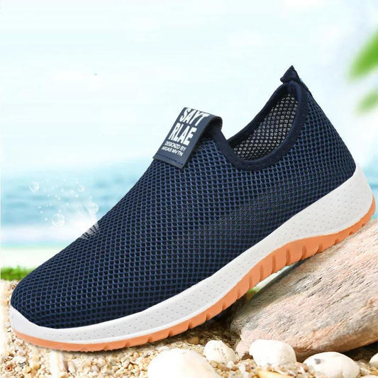 Men's Summer Hollow Out Mesh Shoes Anti-slip Solid Bottom Breathable Shoes Casual Solid Color Men's Light Soft Shoes