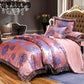 Luxury Silk Jacquard Bedding Set King Queen Size Bed Spread Duvet Cover Flat Sheet Set Pillow