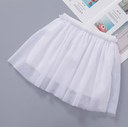 Autumn Spring Summer Girls' Skirts Korean Version of Elastic Mesh Short Skirts Pleated Skirts Playful Style Sweet Style Tutu Skirt