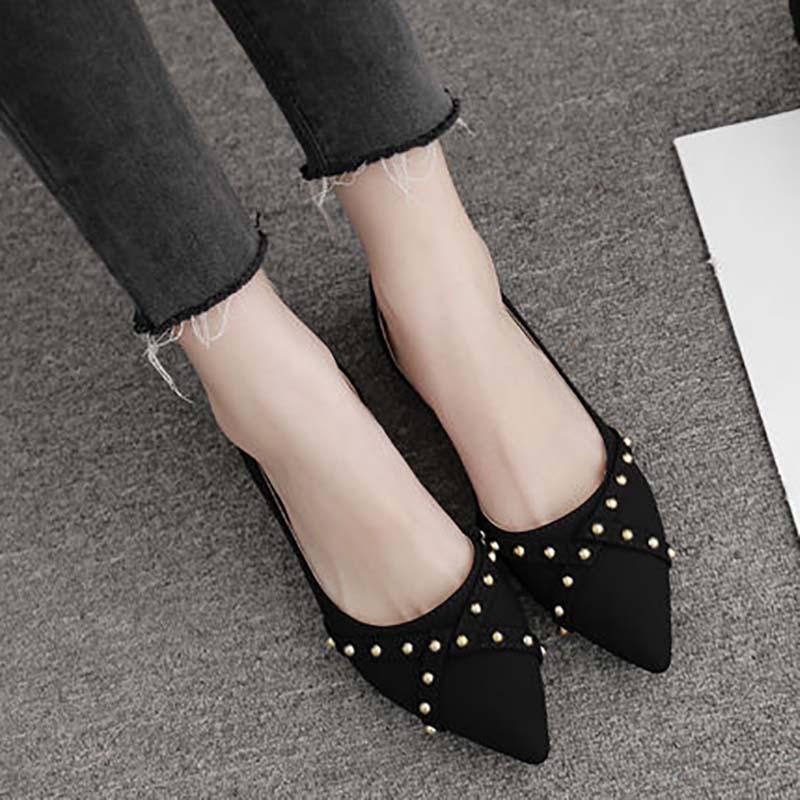 Flat Bottom Women's Single Shoes Spring All-match Pointed Toe Four Seasons Shallow Mouth Evening Shoes Summer Dress Fairy Shoes