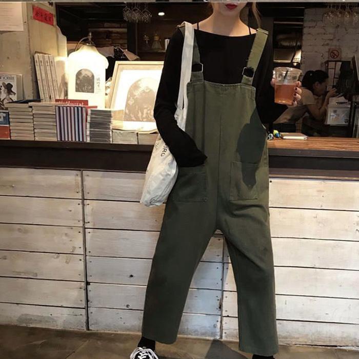 WTEMPO 1 Pcs Summer Wide Leg Straight Jumpsuit Woman Jeans Long Romper Pants Pockets Sleeveless Adjusted Overalls Jeans Trousers