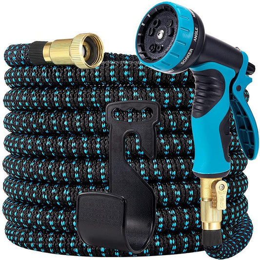 Garden Hose 25ft/50ft/75ft/100ft Expandable Garden Hose Water Hose with 10 Function Nozzle and Durable 3-Layers Latex, Water Hose with Solid Fittings