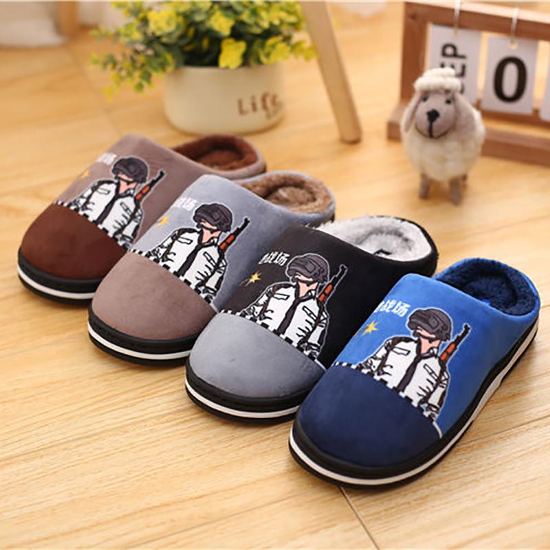 Winter Boys Cotton Slippers Boy Slippers 10-12-16 Year Old Student Hairy Slippers