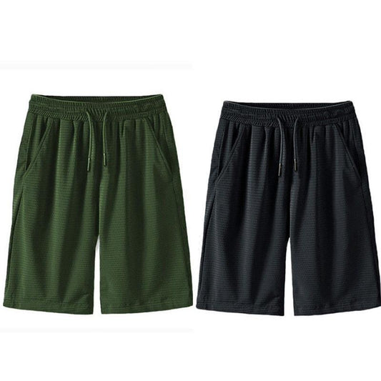 Two-Pack Youth Mesh Five-Point Pants Solid Color Breathable Loose Sports Shorts Men's Large Size Casual Pants