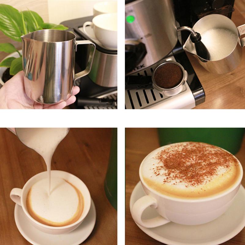 1pc 350ml-700ml Milk Jug Stainless Steel Frothing Pitcher Pull Flower Cup Coffee Milk Frother Latte Art Milk Foam Tool Coffeware