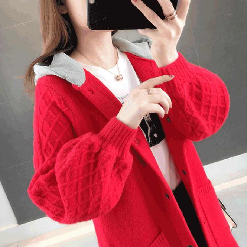 Autumn and Winter Knitted Plus Size Sweater Mid-length Korean Loose Sweater Thickened Simple Casual Women's Hoodie