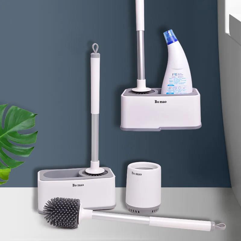 Toilet Brush Wall-mounted Silicone Household No Dead Ends Wash Toilet Brush Bathroom Wall-mounted Cleaning Kit