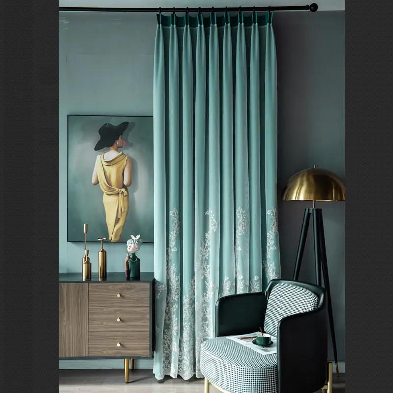 Pure Color High-end Curtains Cloth Gauze Blackout Curtains Bedroom Living Room Luxury Villa Seven-star Hotel French Romantic Curtains (150×270cm)