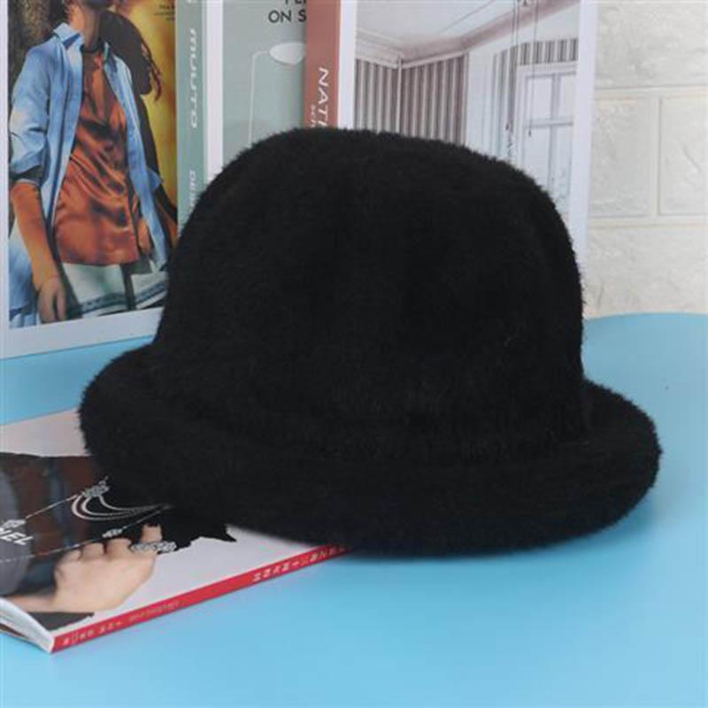 Women's Autumn and Winter Round Face All-match Curling Small Round Hat Small Top Hat Female Imitation Mink Fur Hat