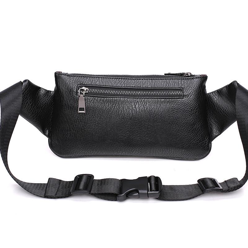 Casual Waist Bag Men Black Woven Chest Bag Mobile Phone Bag Outdoor Sports Shoulder Bag