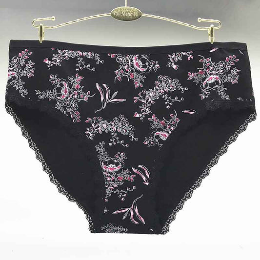 6 Pieces/lot of Large Size Women's Printed Floral Underwear Cotton Underwear Panties