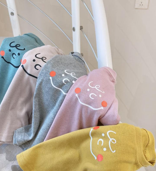 Summer Kids Cute Printing Smiling Face T Shirts Short Sleeve Tops Korean Style O-neck Loose T Shirts for Children Girls