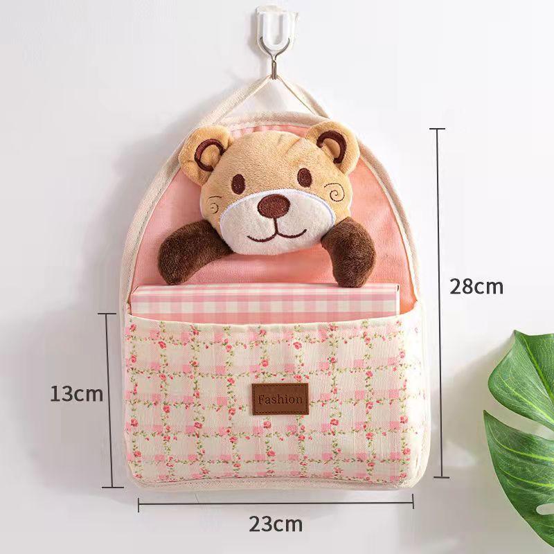 Multi-pocket Lovely Fabric Sundry Storage Bag Dormitory Door Back Wall Hanging Bag Cell Phone Key Storage Hanging Bag Home Organizer