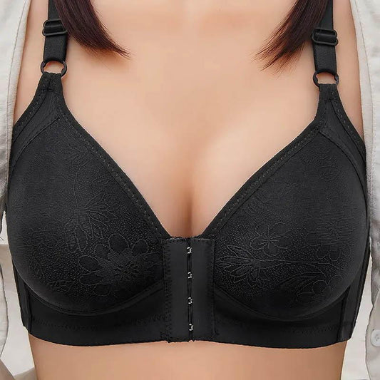 Ladies Front Buckle Bra Large Size Thin Section Breathable No Steel Rings Gather Adjustable Receiving Side Breast Sexy Bra