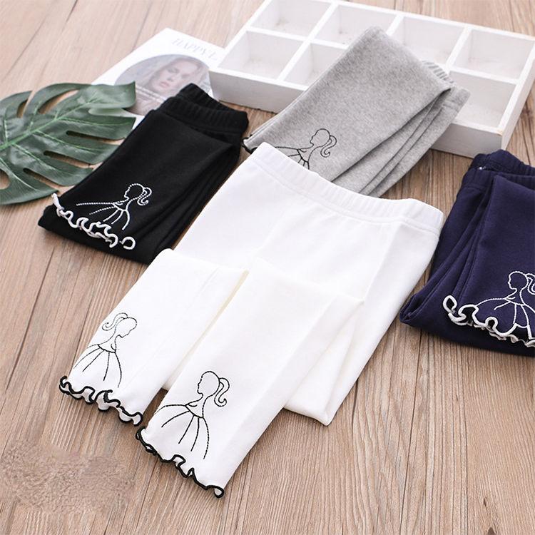 Girls' Leggings Children's Spring and Autumn Thin Girl Korean Cropped Trousers Stretch Pants Baby Outer Wear and Inner Wear