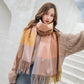 Plus Velvet Thickened Ladies Plaid Scarf Women's All-match Autumn and Winter Warm Bib Shawl Dual-use Cashmere-like Soft Warm Fabric