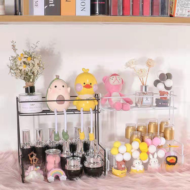 Desktop Bathroom Cosmetic Storage Rack Dormitory Office Storage Double-layer Finishing Rack Kitchen Spice Rack Organizer Study Room Rack