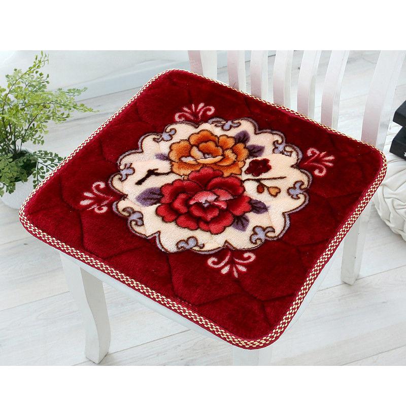 Non Slip Plush Cushion Thickened Indoor Flowers Pattern Chair Cushion Soft Warm Office Cushion