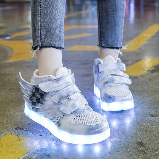 New Kids USB Luminous Sneakers Glowing Children Lights Up Shoes with Led Slippers Girls Illuminated Footwear Boys