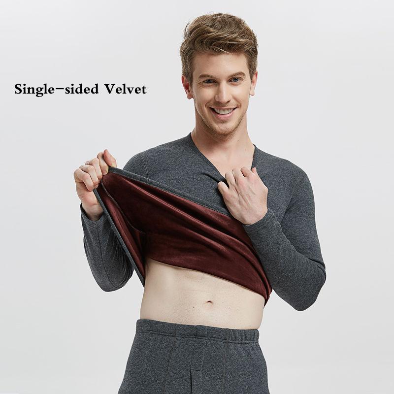 Men Winter Plus Velvet Thicken Thermal Underwear Tight Suit Wearable Comfortable Versatile Soft Lining O-neck Male Pajamas Spring Long Sleeve Clothes