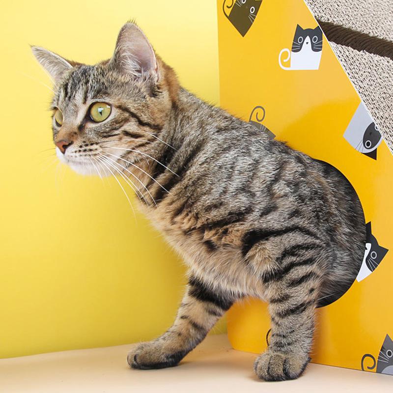 3 in 1 Vertical Cat Corrugated Scratching Board Cat House Cat Toy Triangle Against The Wall with Bell Ball Claw Sharpener Cat Scratch Mat