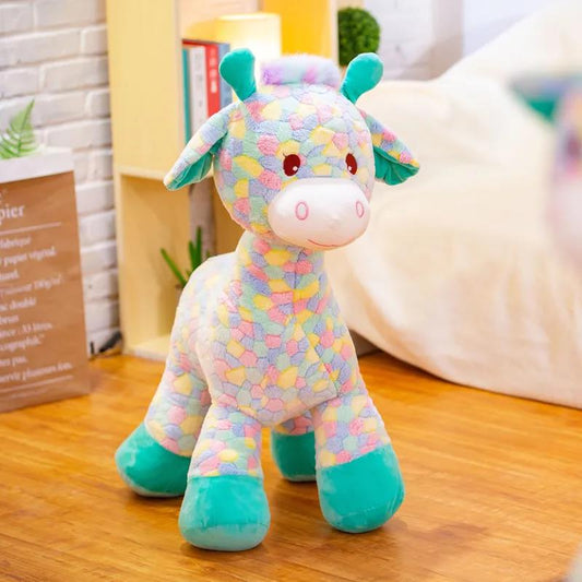 Lovely Little Rainbow Giraffe Plush Toy Soft Rainbow Deer Plush Doll Lovely Sika Deer Doll Sleeping Pillow Creative Kids Gift