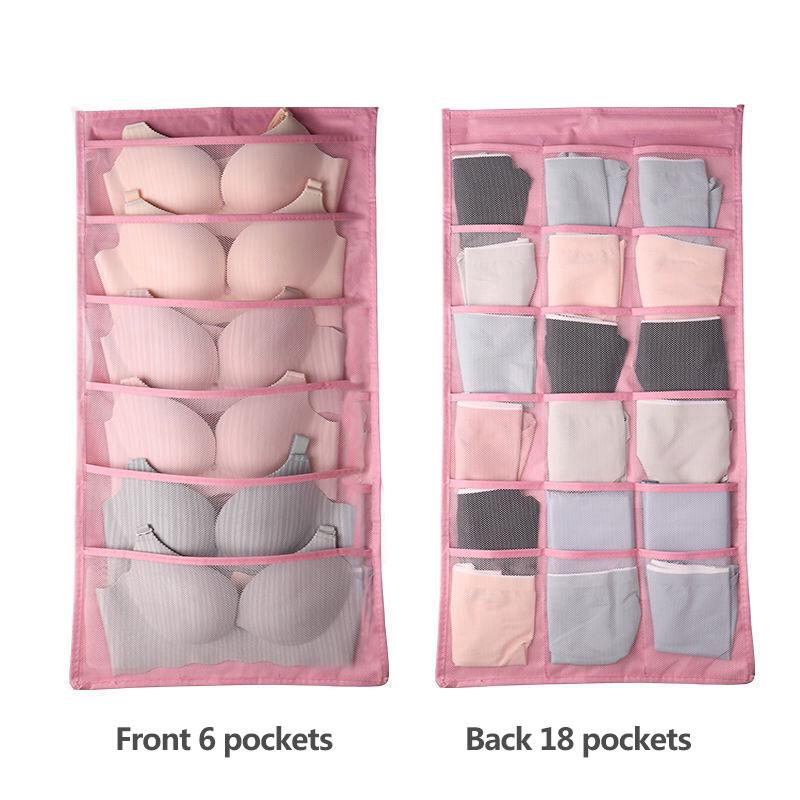 Oxford Cloth Underwear Storage Bag Panties Hanging Bag Wall-mounted Bra Socks Storage Bag Wardrobe Dormitory Hanging Storage Moisture-proof Bag