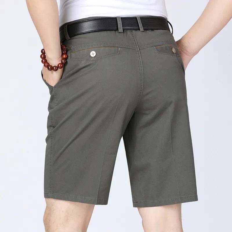 100% Cotton Shorts Summer Thin Section Straight Loose Casual Men's Shorts Middle-aged and Elderly Five-point Pants (2 pieces)