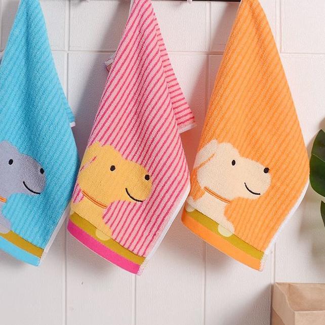 3pcs Cartoon Pattern Small Towels Cotton Children Wash Face Towels Household Soft Water Absorbing Children's Towels