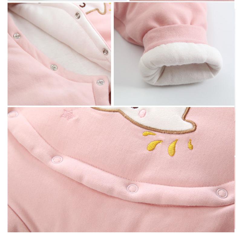 NEWBORN BABY BODYSUIT Autumn and Winter Out Male Spring and Autumn Pure Cotton with Cotton Princess Newborn Female Baby Ha Yi Climbing Suit