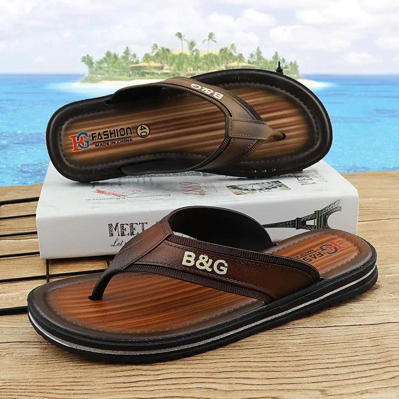 Men's Flip-flops Thick Bottom Non-slip Soft Bottom Slippers Personality Men's Sandals Fashion Outer Wear Beach Shoes Summer Casual Waterproof Slippers