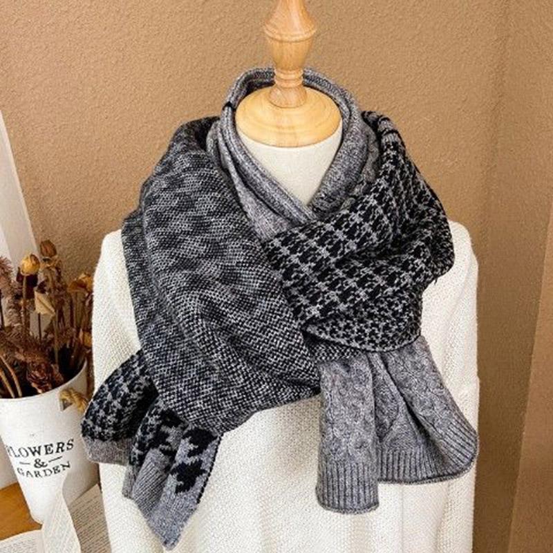 Women's Scarf Autumn and Winter Thick Warm Double-sided Knitted Scarf Wild Pure Color Imitation Cashmere Scarf Shawl