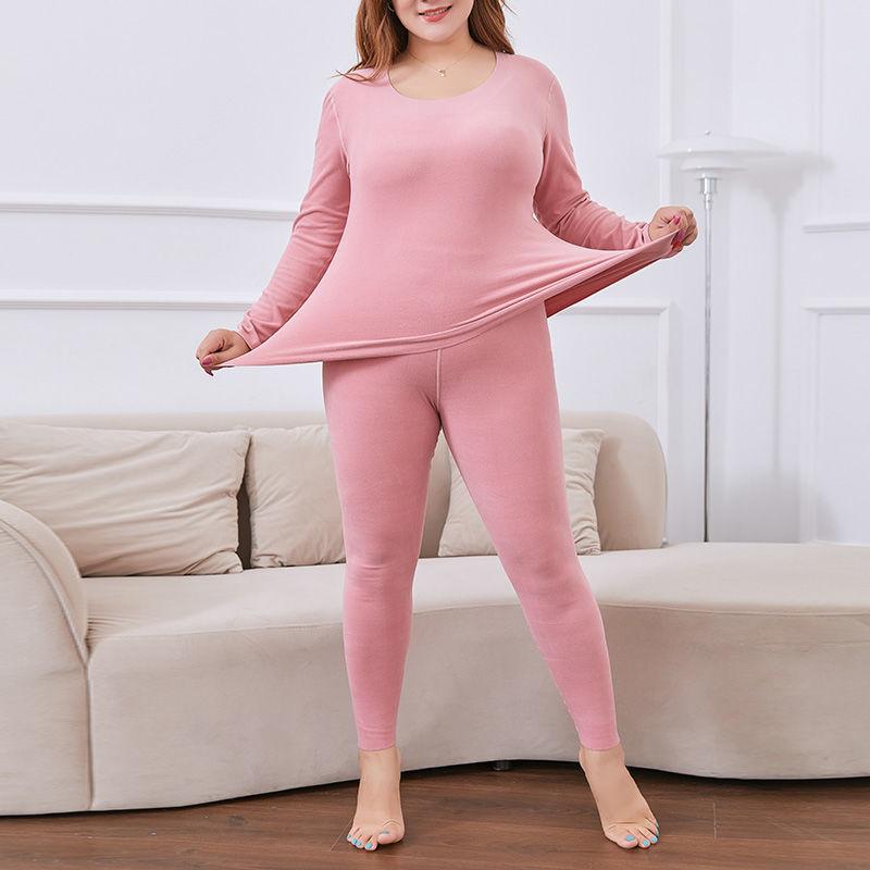 Non-marking Thermal Underwear Winter Self-heating Plus Size Pajamas Fat Autumn Clothes Long Trousers Double-sided Velvet Suit