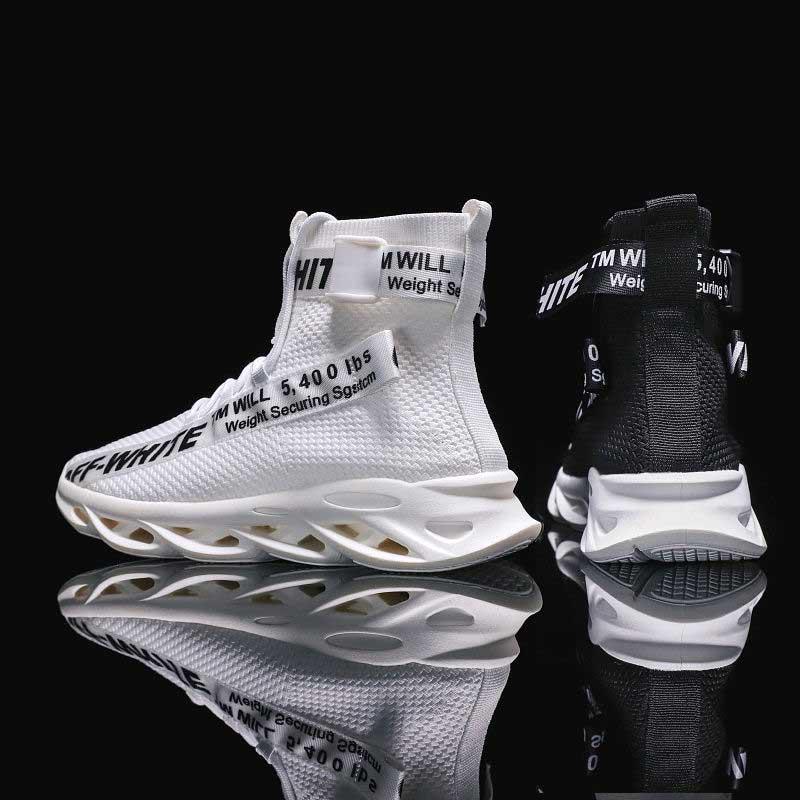 Plus Size39-44 Men High-top Sneakers Running Basketball Sock Shoes Breathable Lightweight Non-slip Sock Shoes Wear-resistant Deodorant Blade Shoes