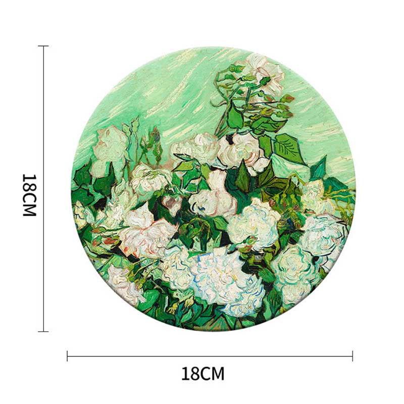 1pcs/3pcs/5pcs 18*18cm Van Gogh Diatom Mud Absorbent Pad Coaster Anti-scalding Non-slip Heat Insulation Pad Water Coaster